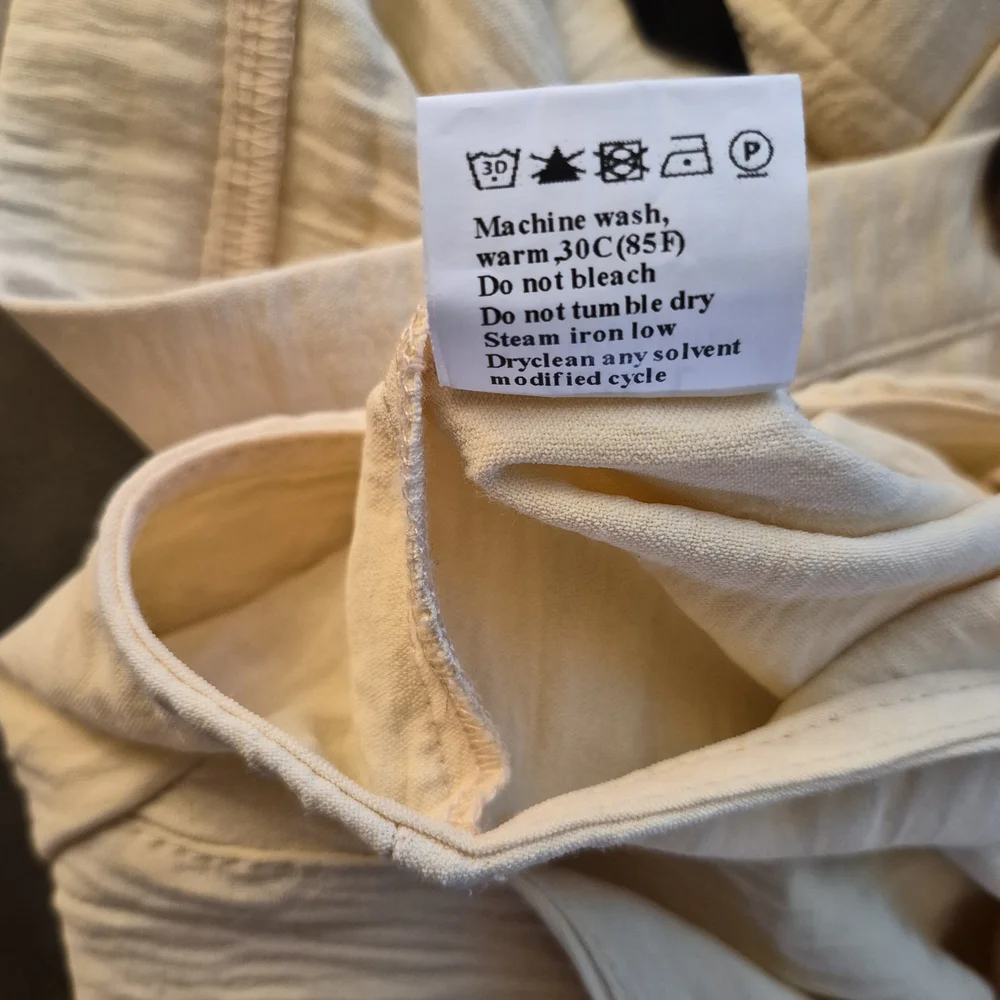 Dokoto Womens Overalls Jumpsuit Light Yellow L Wide Leg Cottagecore Fairycore - Picture 6 of 6